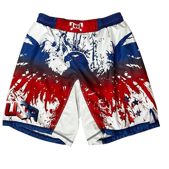MyHOUSE SPORTSGEAR MMA Shorts USA Red White Blue Men’s Large - Picture 1 of 6